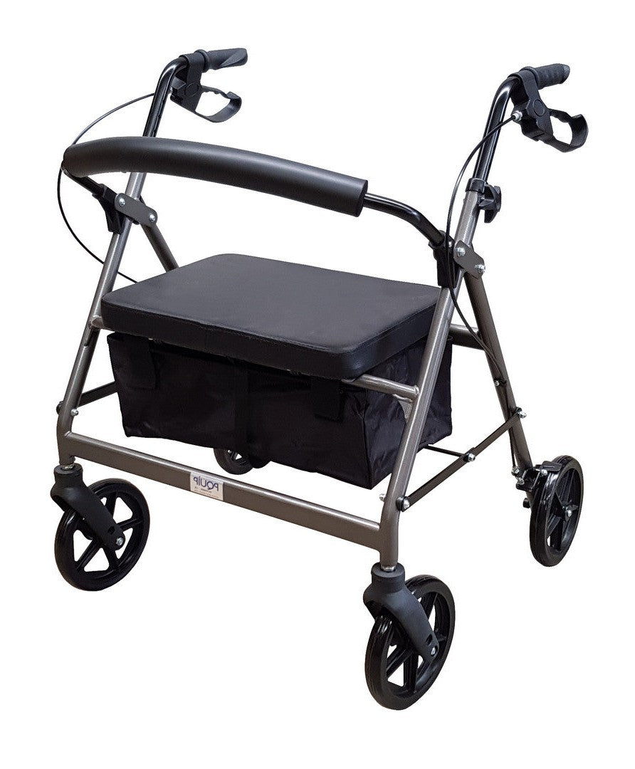 180kg Heavy Duty Extra Wide Steel Rollator with 8-inch Wheels