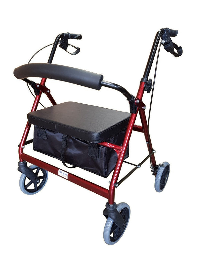 180kg Heavy Duty Extra Wide Steel Rollator with 8-inch Wheels, alternate view
