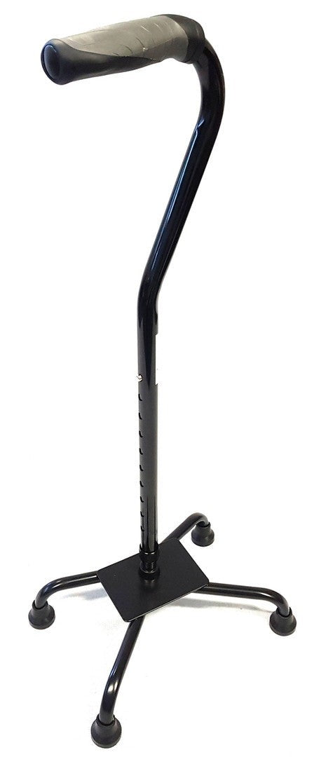Small Base Quad Cane Black with Soft Grip Handle